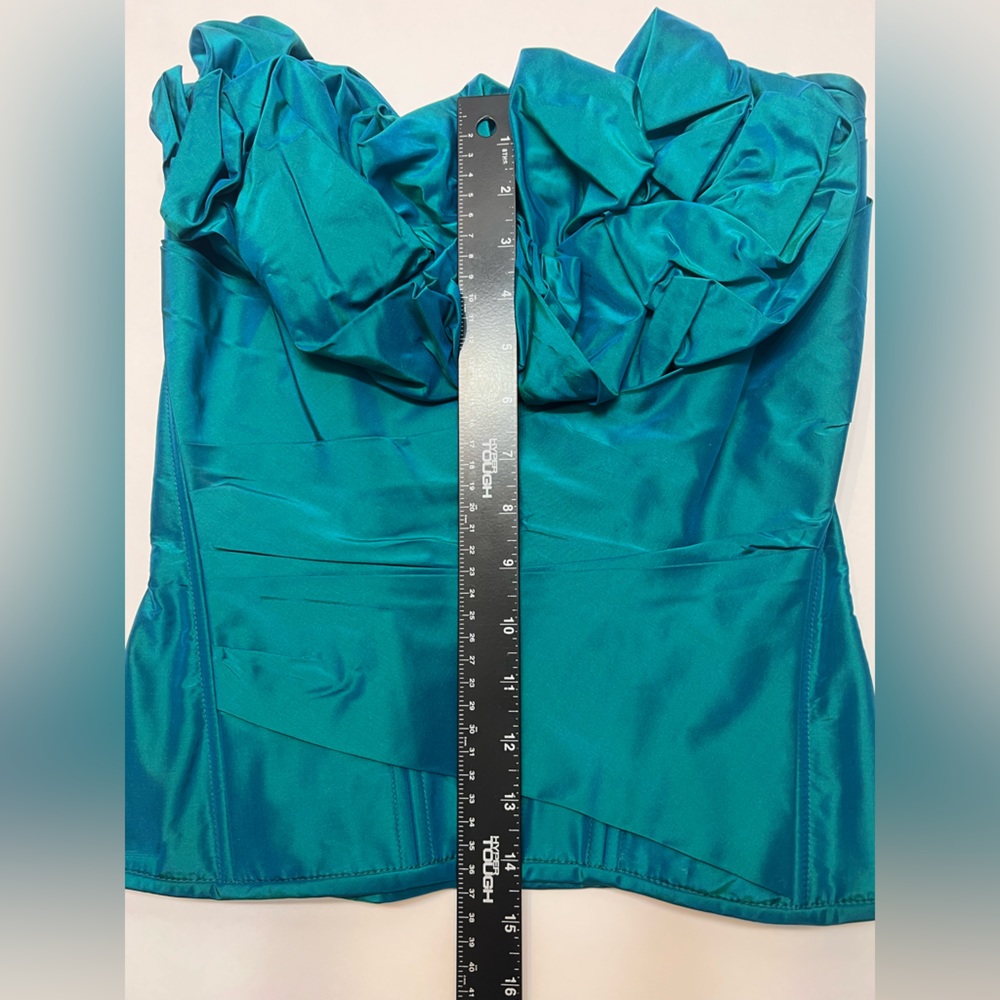 Juan Carlos Pinera Silk Corset Top Ruffle Detail Blue Size Small Vintage Bustier - Picture 5 of 8
